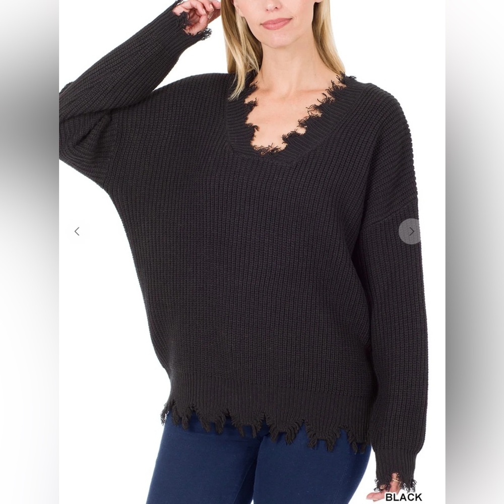 Black Distressed Sweater